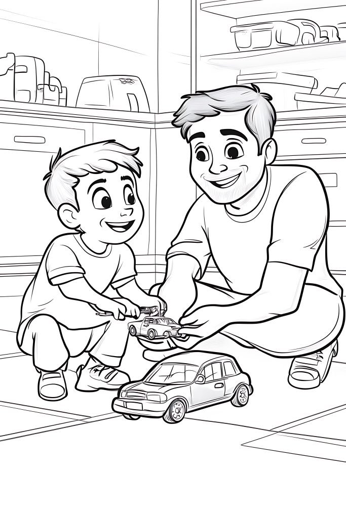 Father Son Playtime Bonding Over Toy Cars and Endless Joy