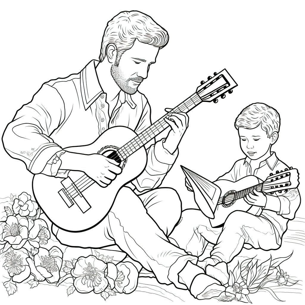 Father and Son Playing Guitar