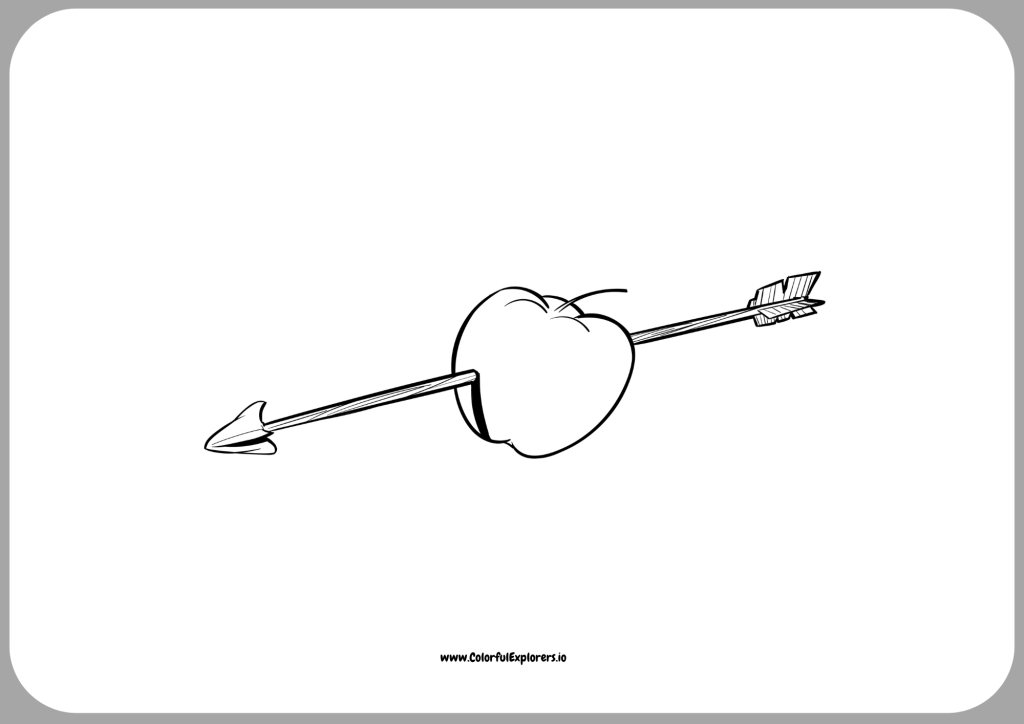 Cupid Arrow Through Heart A Simple and Romantic Valentine Illustration
