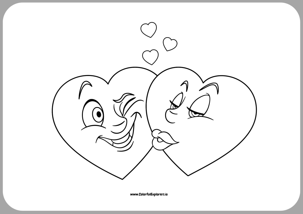 Flirty Hearts Valentine's Day Coloring Page