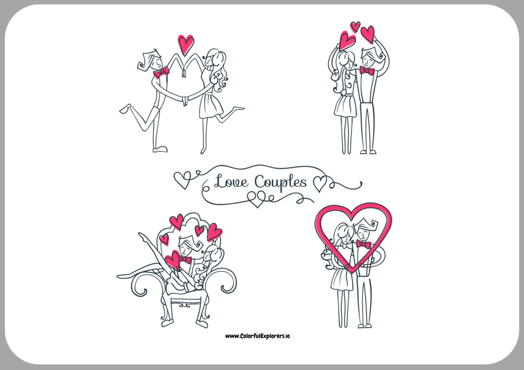 Love Couples Romantic Moments A Sweet Valentine Illustration