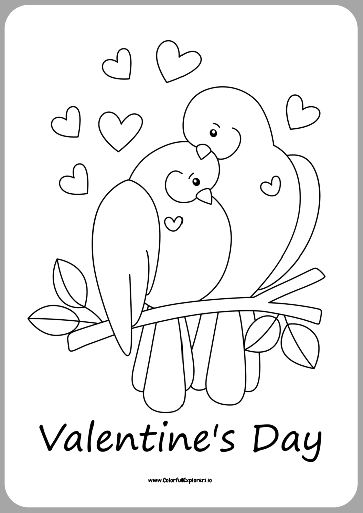 Valentines Day Love Birds A Romantic Coloring Page