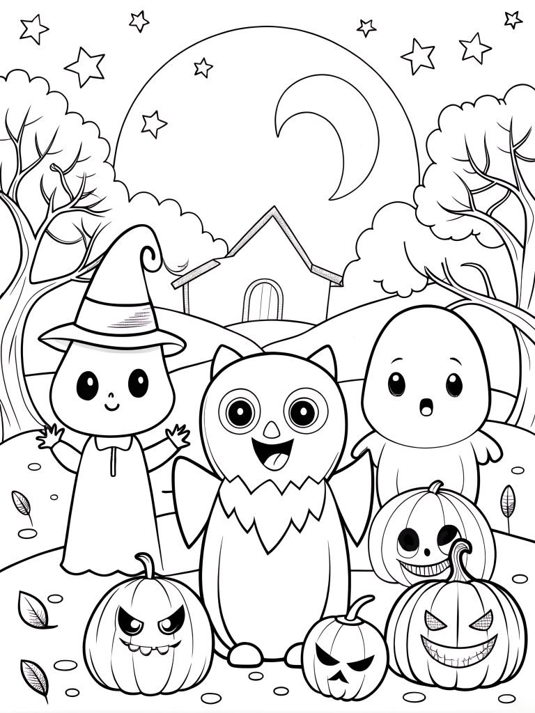 Adorable group of Halloween characters