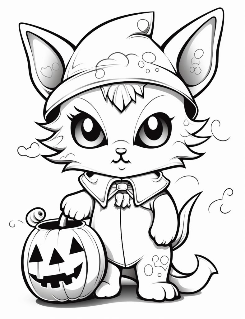 Coloring pages for Halloween cats
