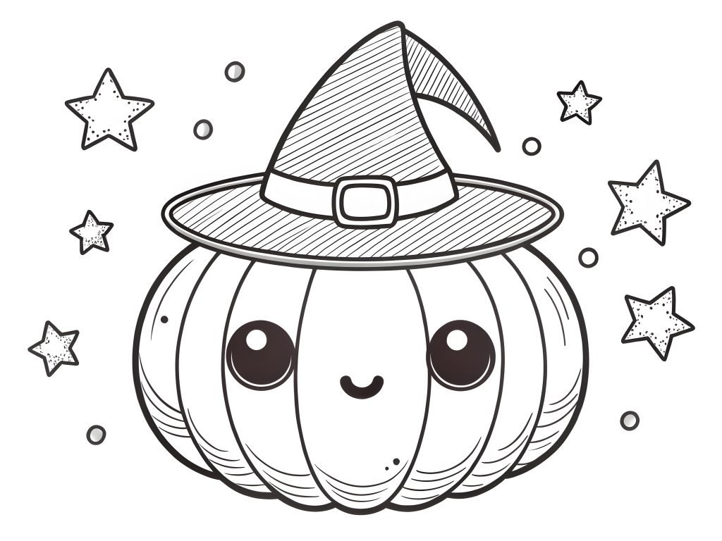 Happy Halloween hand drawn kawaii coloring sheet (3)