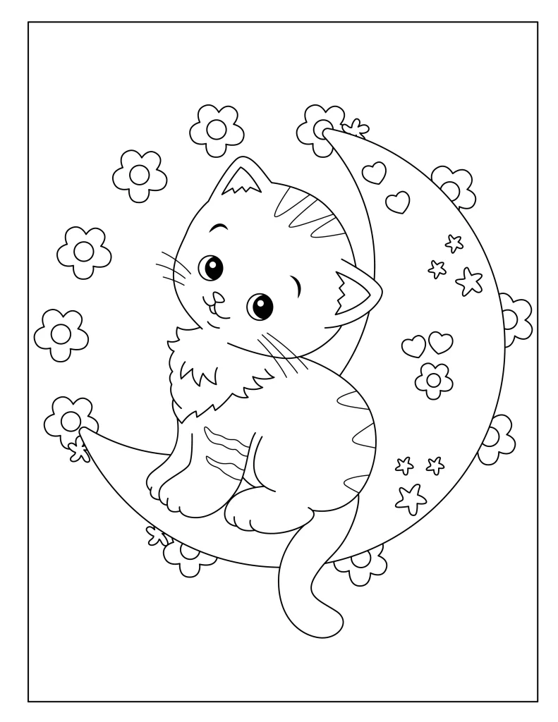 Dreamy Kitty Cat on a Moonlit Night