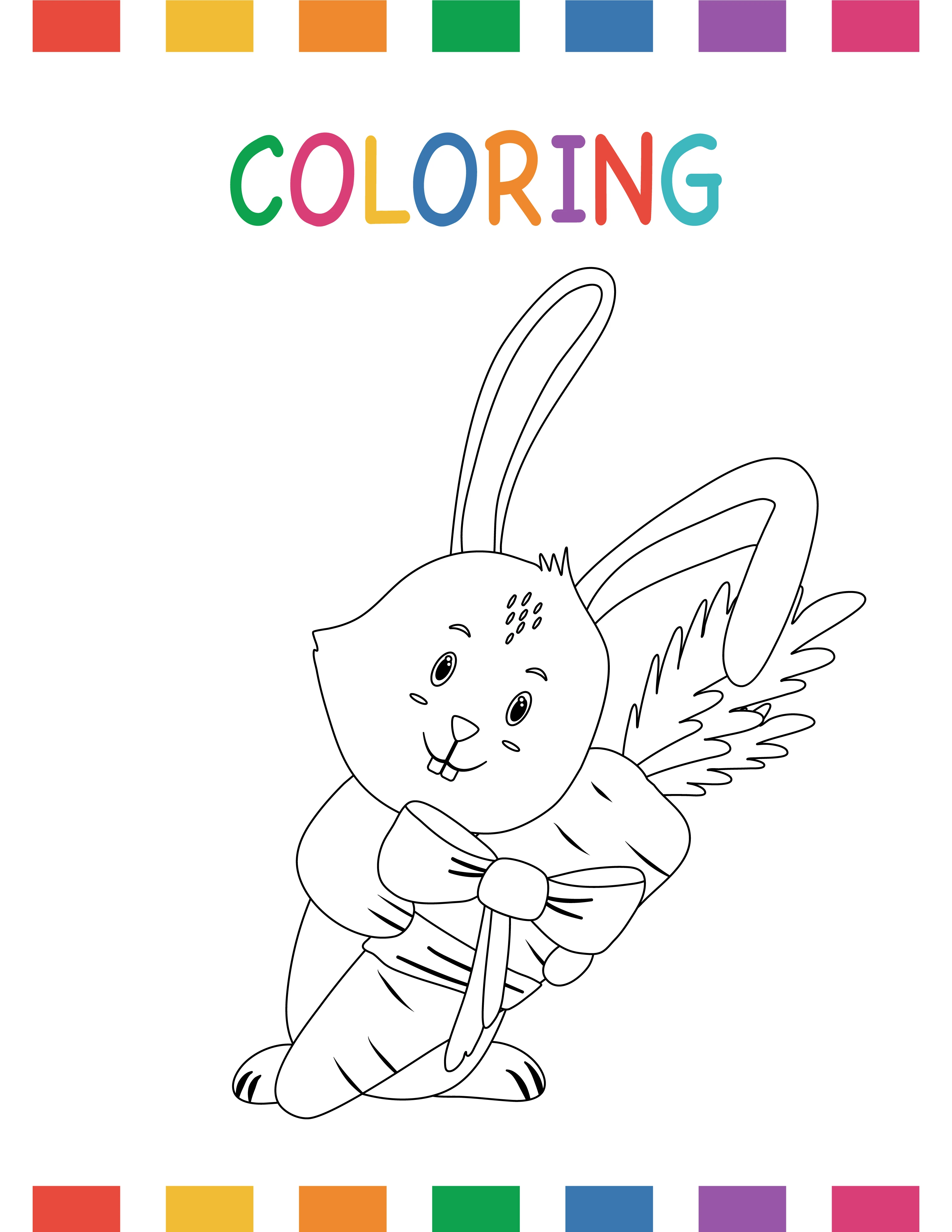 Easter bunny looking Curious Coloring Page