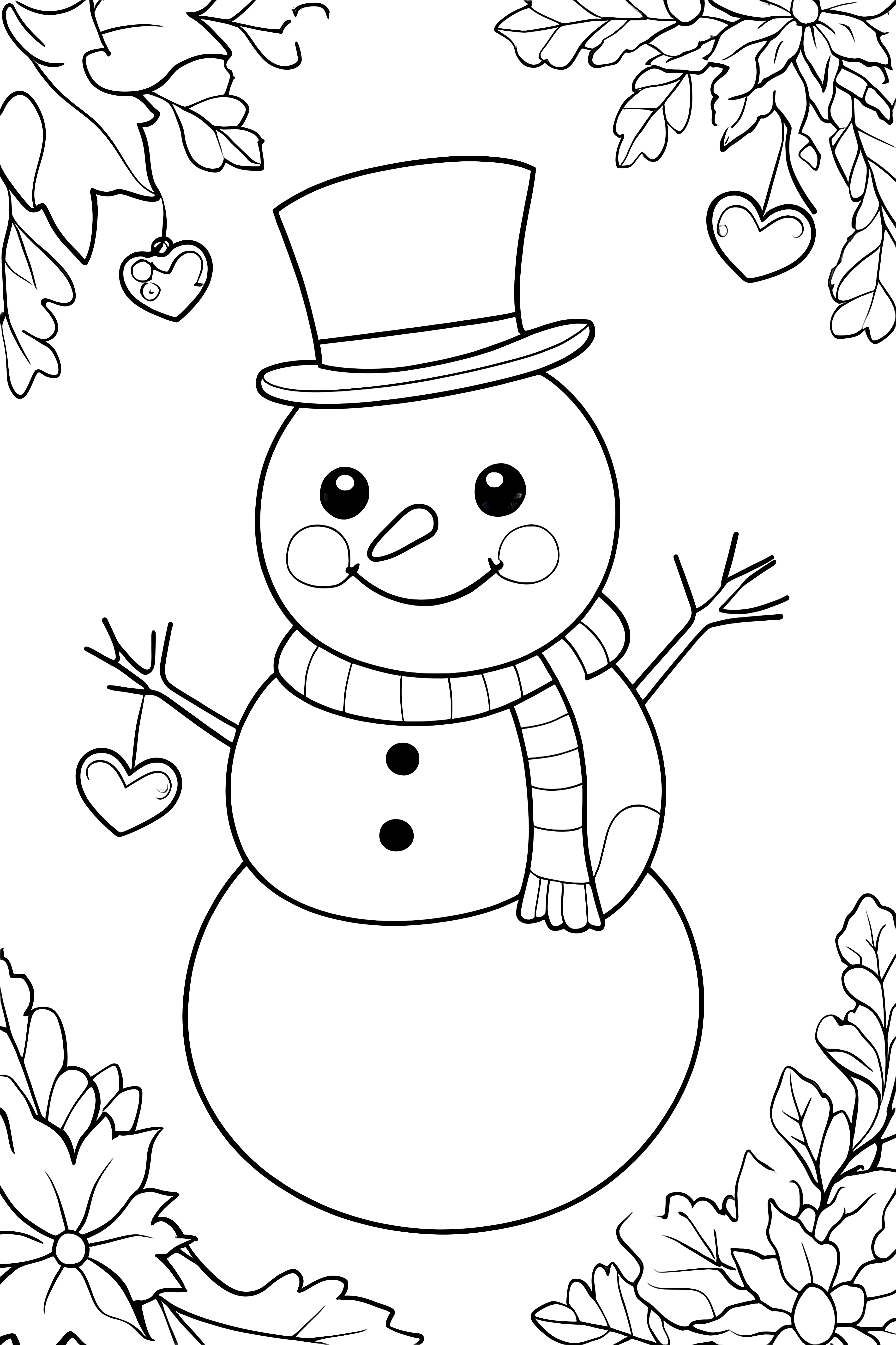 Easy Snowman Picture for Kids to Color