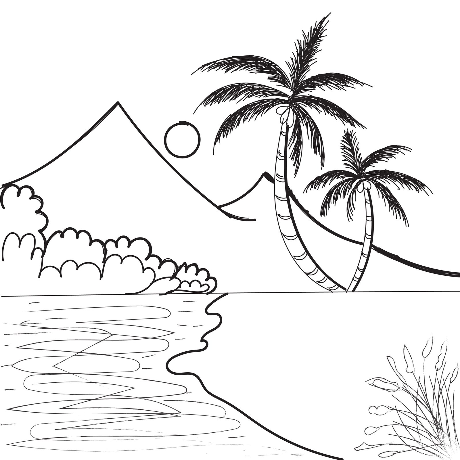 Palm Tree Beach Escape Coloring