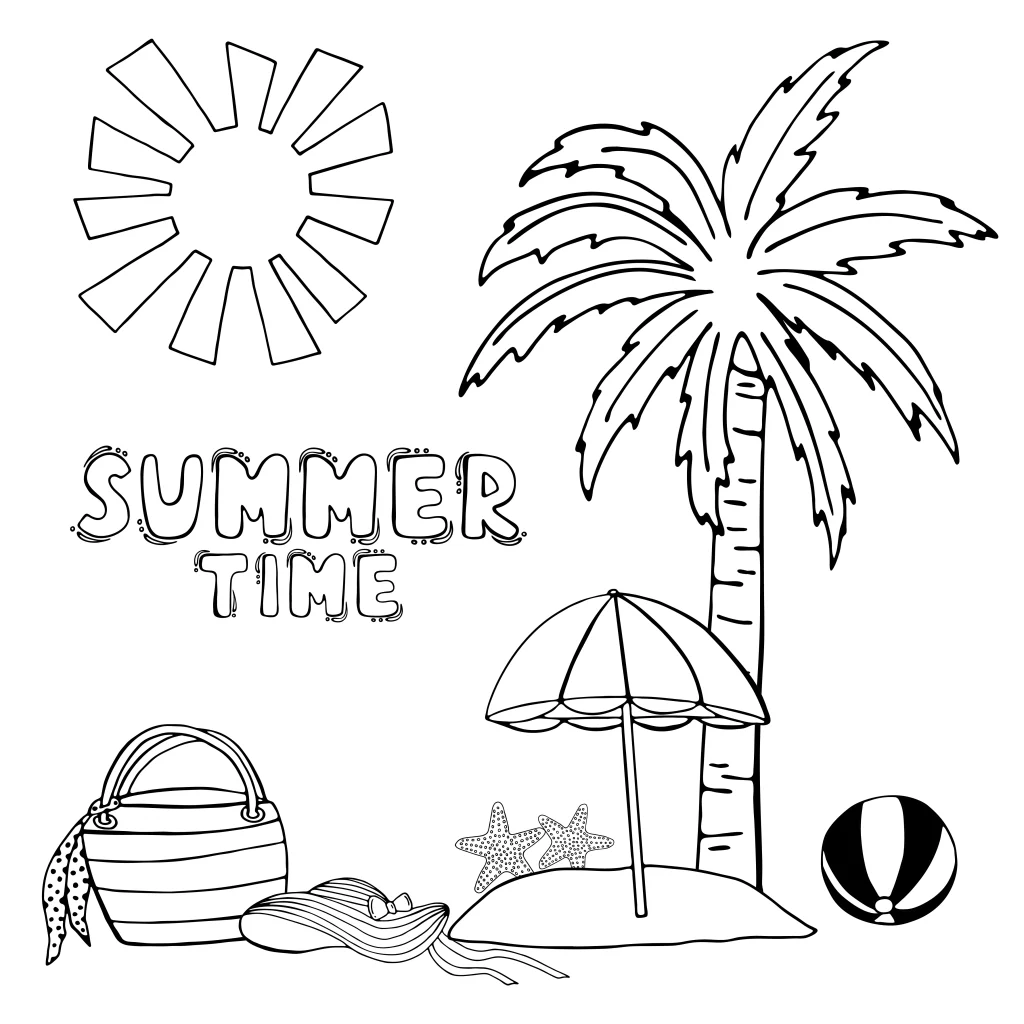 Summer Vibes with Beach Essentials to Color