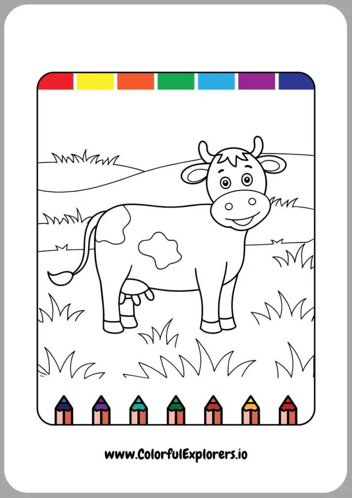 Cow in the Meadow Coloring Page