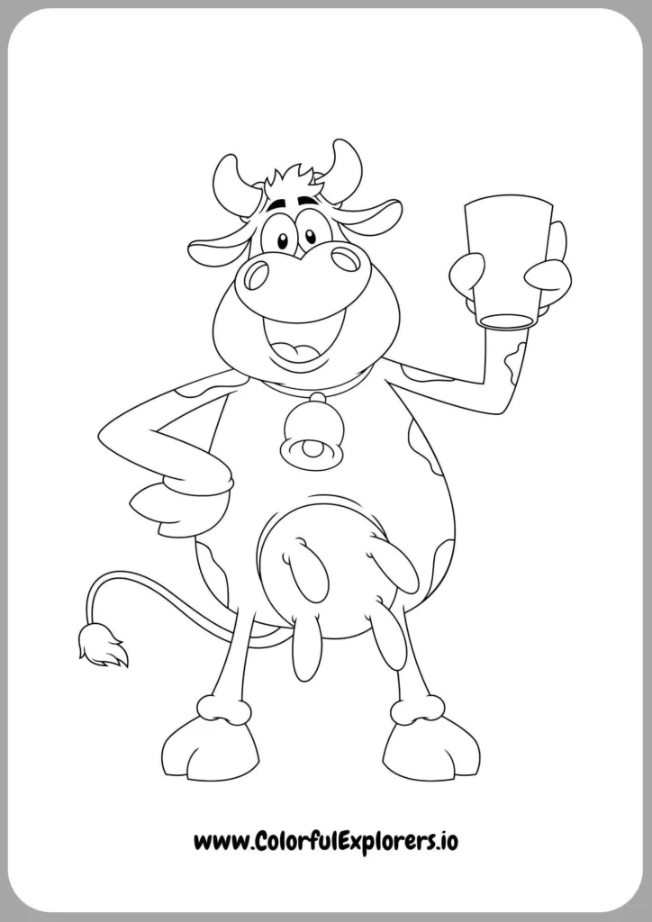 Cow with Butterflies Coloring Page