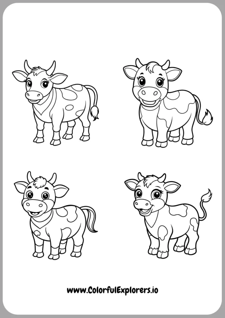 Cow with Friends Coloring Page
