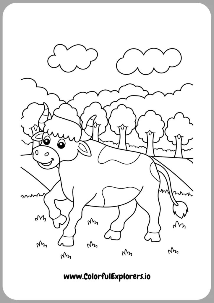 Cow with Hat Coloring Page