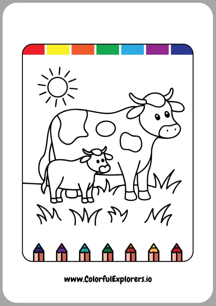 Cow with Stars Coloring Page