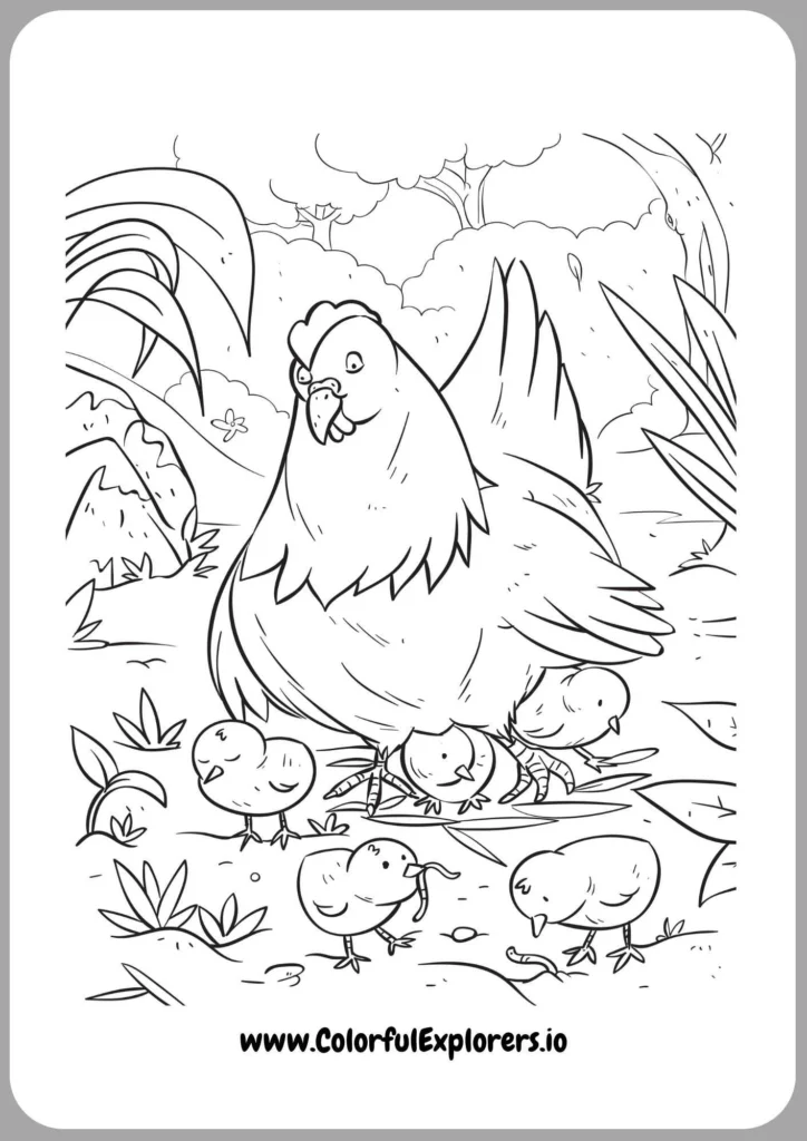Cute Chicken with a Feather Hat