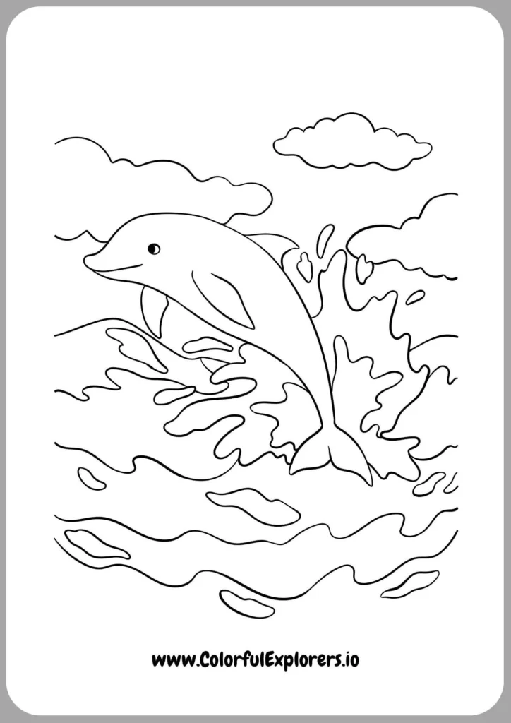 Dolphin Diving Deep Coloring Page