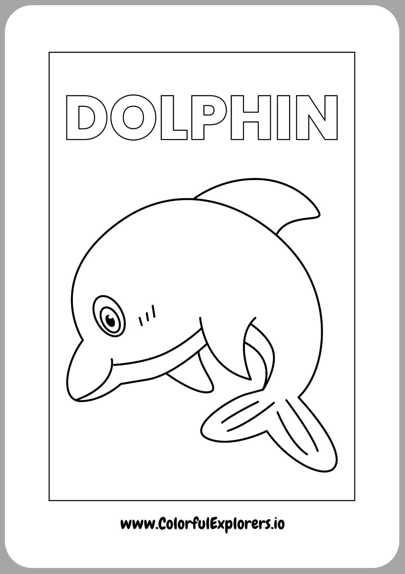 Dolphin with Birds Flying Coloring Page
