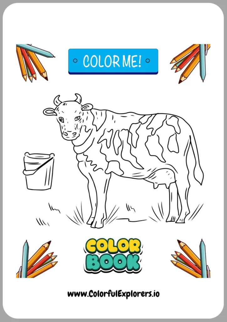 Fun Cow and Barn Coloring Page