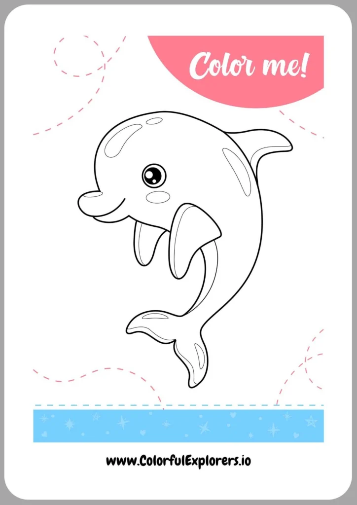 Happy Dolphin Coloring Page with Ball