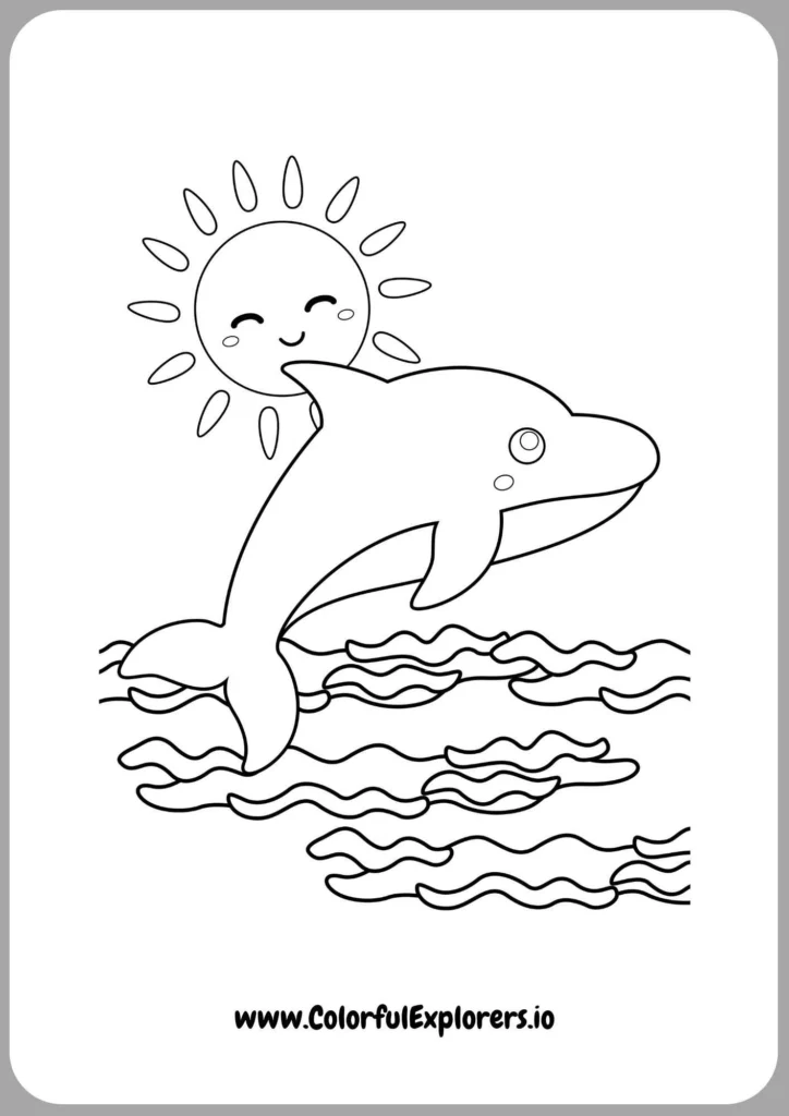 Playful Dolphin in the Ocean Coloring Page