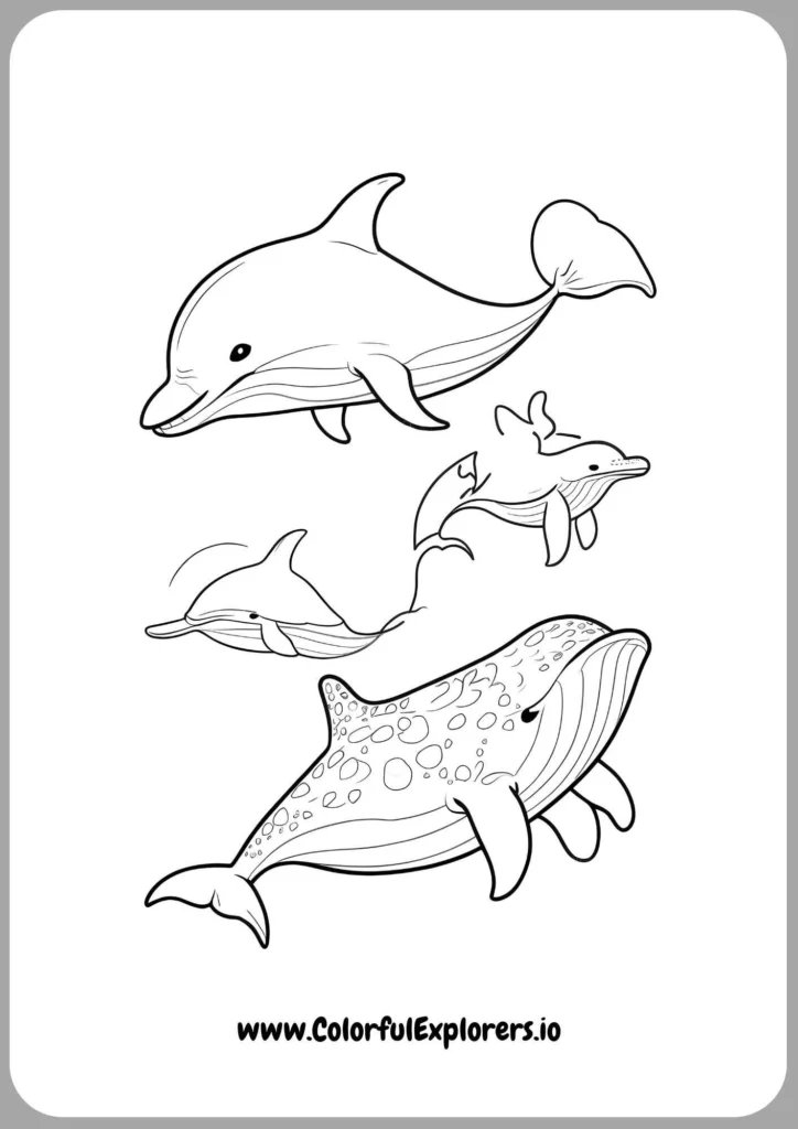 Swimming Dolphin at Sunrise Coloring Page