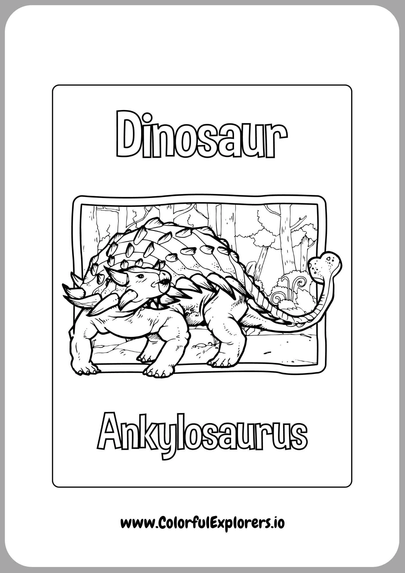 The Fearsome Ankylosaurus in Detailed Lines
