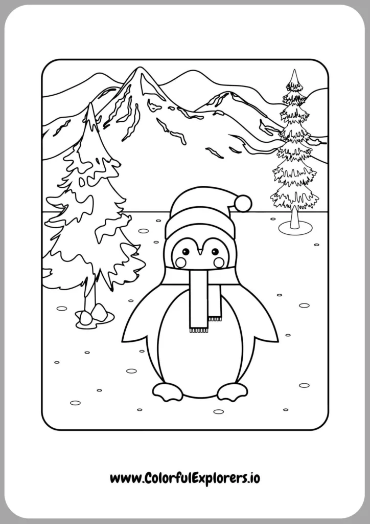 Penguin with Holiday Lights