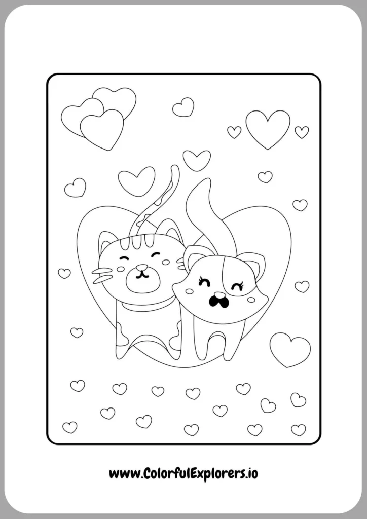 Unleash Love with Furry Friends Valentine Coloring Pages!