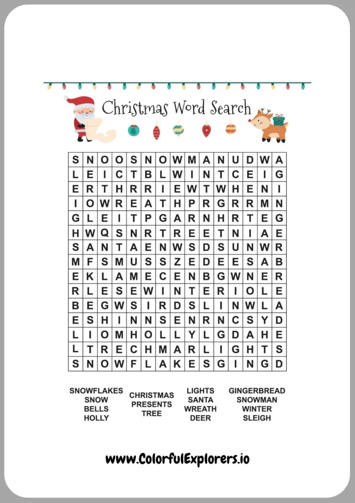 Exciting Christmas Word Search Puzzle