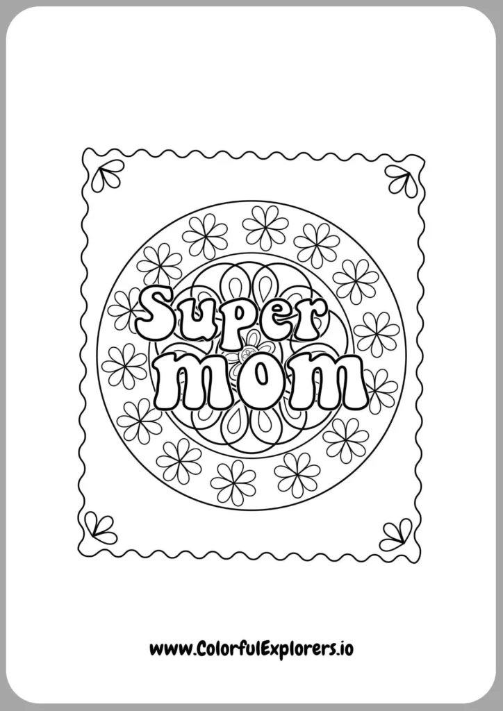 Floral Frame Happy Mom Sketch